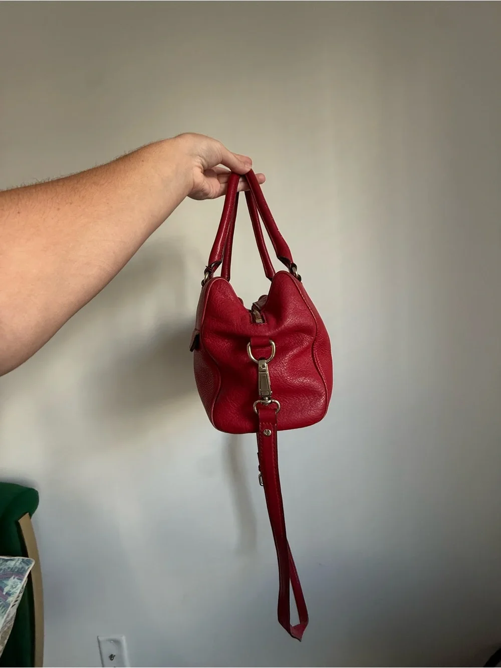 kate spade Red Pebbled Leather Satchel with Crossbody Strap